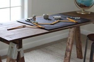 Sawhorse Desk with Stained Legs