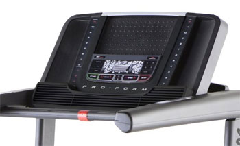 Close Up of the Electronic Console of the Thinline Desk treadmill