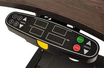 Walking Desk console provides distance, calories, walking time and speed